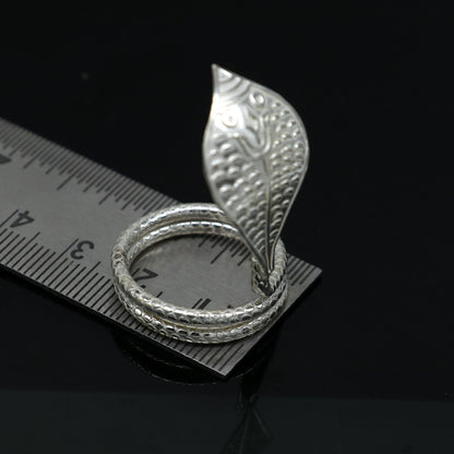 Divine Shiva Snake sterling silver handmade style mini snake or shiva snake for puja or worshipping, solid Diwali puja article su718 - TRIBAL ORNAMENTS