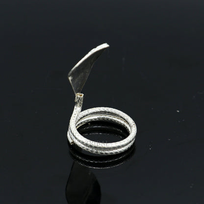 Divine Shiva Snake sterling silver handmade style mini snake or shiva snake for puja or worshipping, solid Diwali puja article su718 - TRIBAL ORNAMENTS