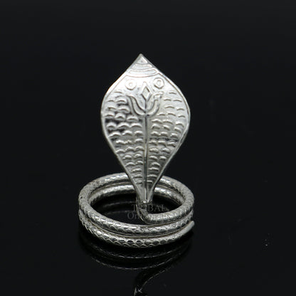 Divine Shiva Snake sterling silver handmade style mini snake or shiva snake for puja or worshipping, solid Diwali puja article su719 - TRIBAL ORNAMENTS