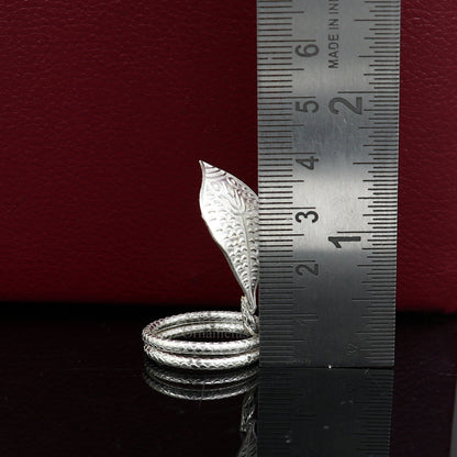 Divine Shiva Snake sterling silver handmade style mini snake or shiva snake for puja or worshipping, solid Diwali puja article su719 - TRIBAL ORNAMENTS
