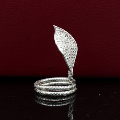 Divine Shiva Snake sterling silver handmade style mini snake or shiva snake for puja or worshipping, solid Diwali puja article su719 - TRIBAL ORNAMENTS