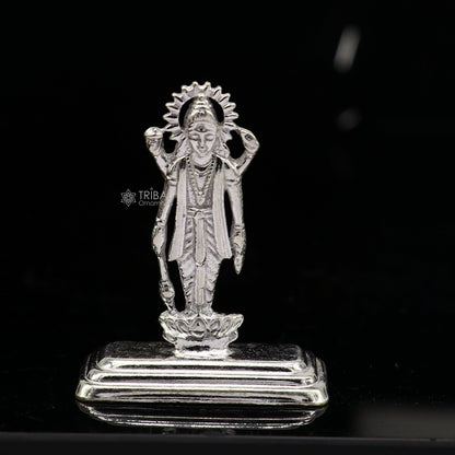 Divine sterling silver handmade Lord Vishnu Standing statue or Narayana figurine Murti , amazing Stunning puja worshipping  figurine art664 - TRIBAL ORNAMENTS
