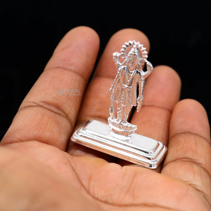 Divine sterling silver handmade Lord Vishnu Standing statue or Narayana figurine Murti , amazing Stunning puja worshipping  figurine art664 - TRIBAL ORNAMENTS