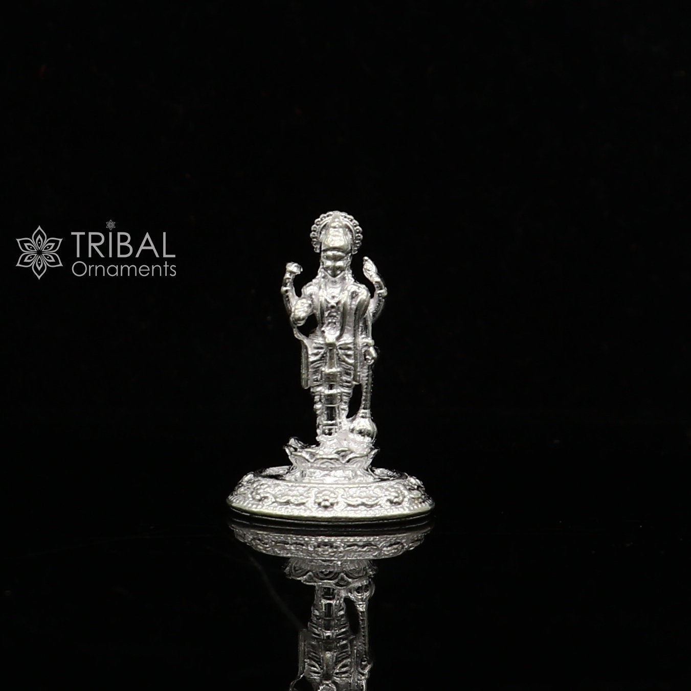 Divine sterling silver handmade Lord Vishnu Standing statue or Narayana figurine Murti , amazing Stunning puja worshipping  figurine art758 - TRIBAL ORNAMENTS