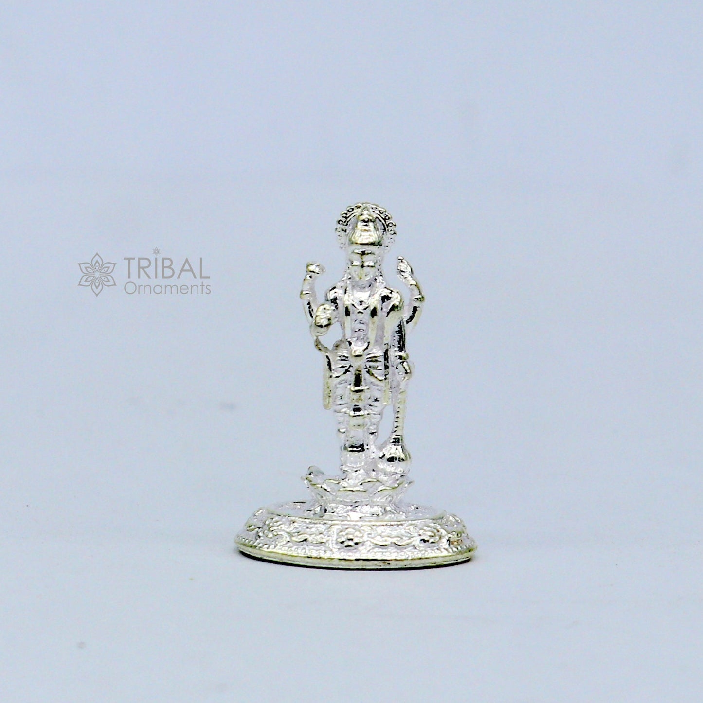 Divine sterling silver handmade Lord Vishnu Standing statue or Narayana figurine Murti , amazing Stunning puja worshipping  figurine art758 - TRIBAL ORNAMENTS