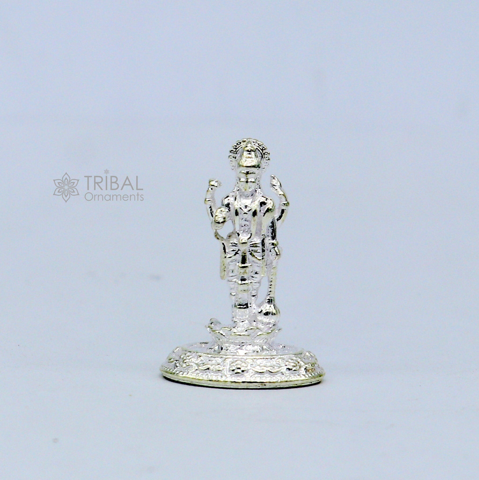 Divine sterling silver handmade Lord Vishnu Standing statue or Narayana figurine Murti , amazing Stunning puja worshipping  figurine art758 - TRIBAL ORNAMENTS