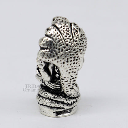 Divine stylish 925 Sterling silver solid small lord Ganesha statue art, best puja figurine for home temple for wealth and prosperity art517 - TRIBAL ORNAMENTS