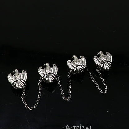 Dove design 925 Sterling Silver set of 4 kurta Buttons for Fashion Perfection, silver cufflinks, cultural trendy jewelry btn50 - TRIBAL ORNAMENTS