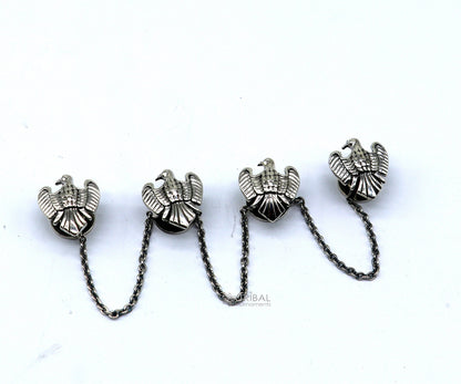 Dove design 925 Sterling Silver set of 4 kurta Buttons for Fashion Perfection, silver cufflinks, cultural trendy jewelry btn50 - TRIBAL ORNAMENTS