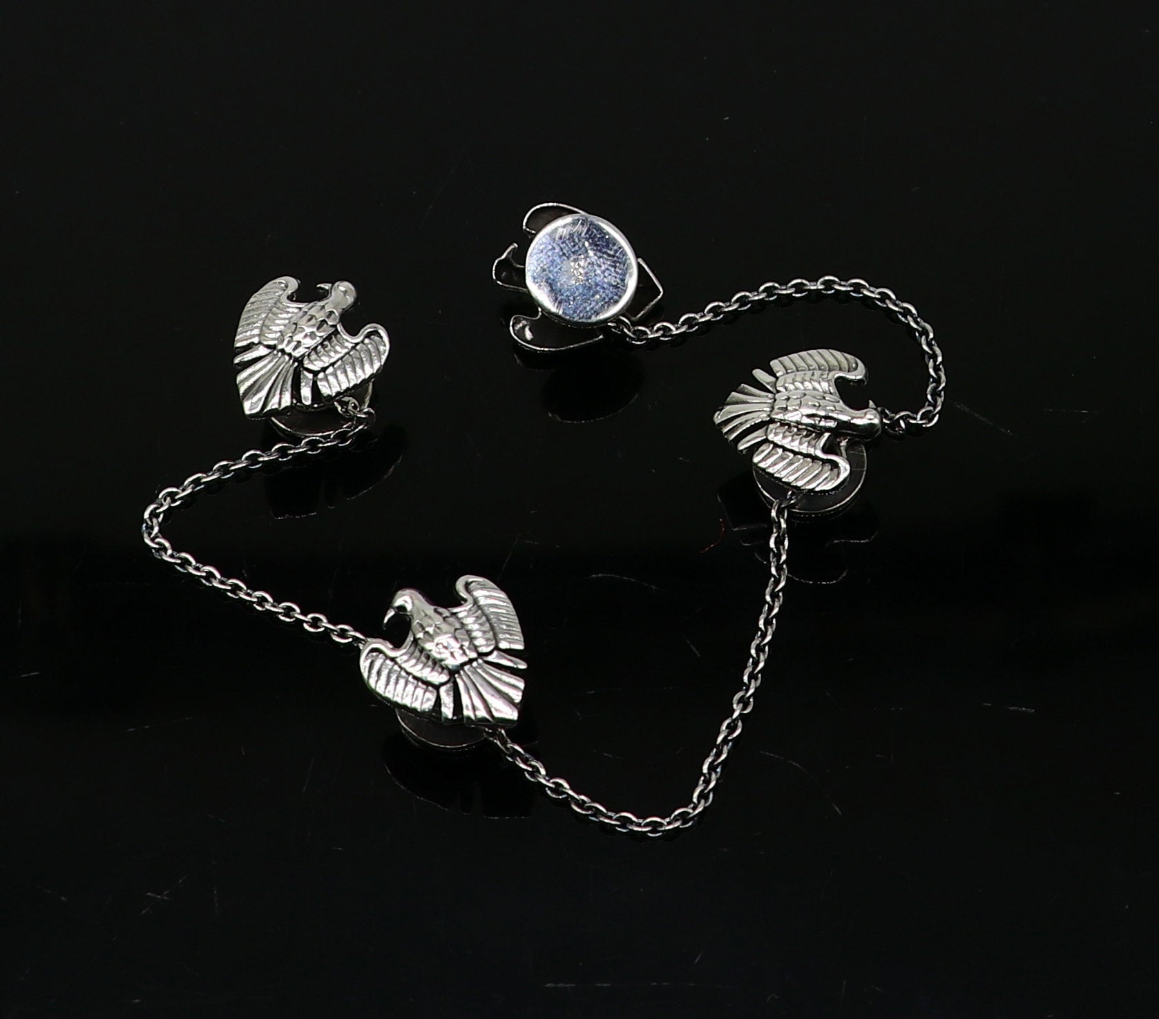 Dove design 925 Sterling Silver set of 4 kurta Buttons for Fashion Perfection, silver cufflinks, cultural trendy jewelry btn50 - TRIBAL ORNAMENTS