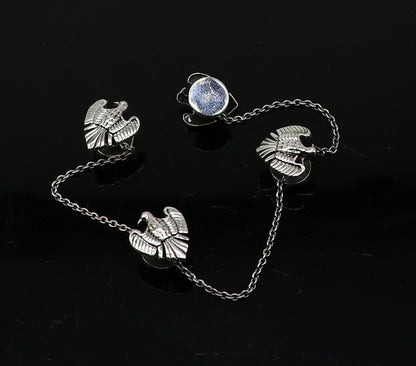 Dove design 925 Sterling Silver set of 4 kurta Buttons for Fashion Perfection, silver cufflinks, cultural trendy jewelry btn50 - TRIBAL ORNAMENTS