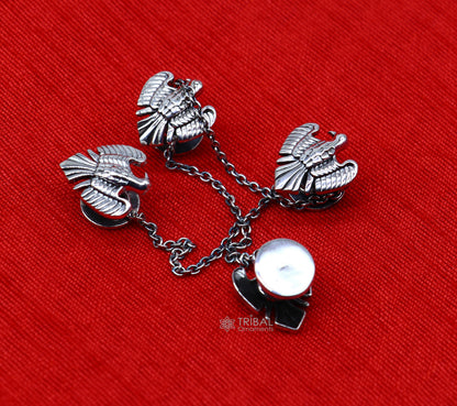 Dove design 925 Sterling Silver set of 4 kurta Buttons for Fashion Perfection, silver cufflinks, cultural trendy jewelry btn50 - TRIBAL ORNAMENTS