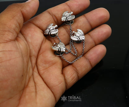 Dove design 925 Sterling Silver set of 4 kurta Buttons for Fashion Perfection, silver cufflinks, cultural trendy jewelry btn50 - TRIBAL ORNAMENTS