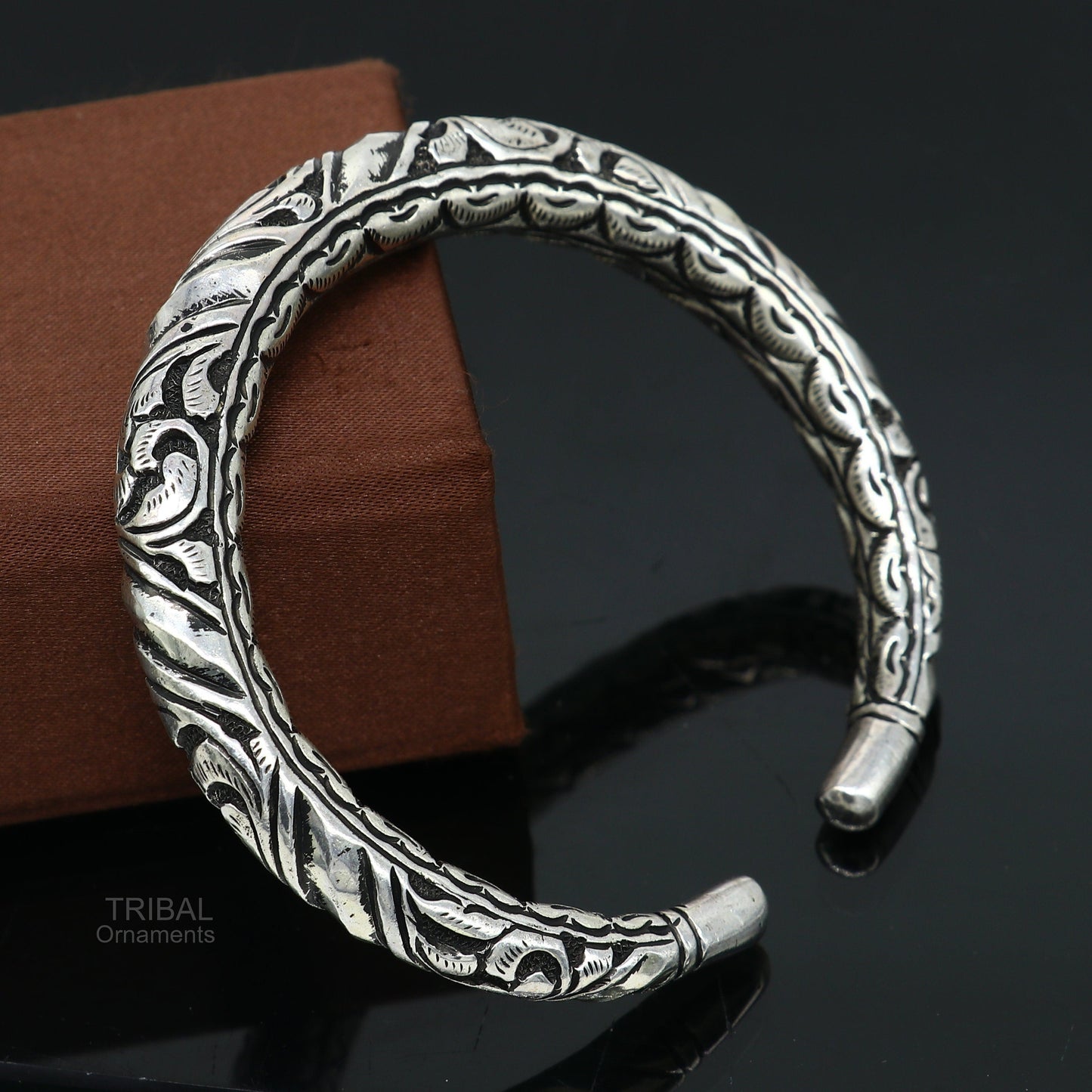 Elegant 925 Sterling silver handcrafted chitai work customized oxidized stylish vintage design bangle bracelet kada tribal jewelry nsk398 - TRIBAL ORNAMENTS