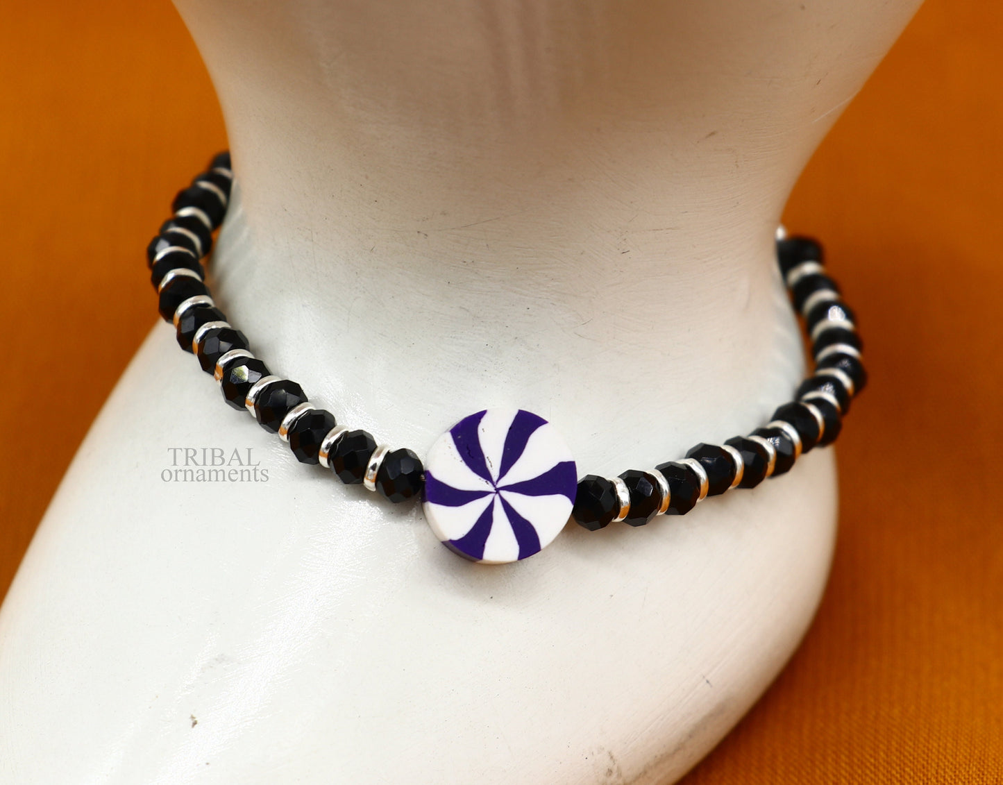 Elegant baby beaded bangle bracelet or ankle bracelet 925 sterling silver handmade customized kids jewelry form india bbr43 - TRIBAL ORNAMENTS