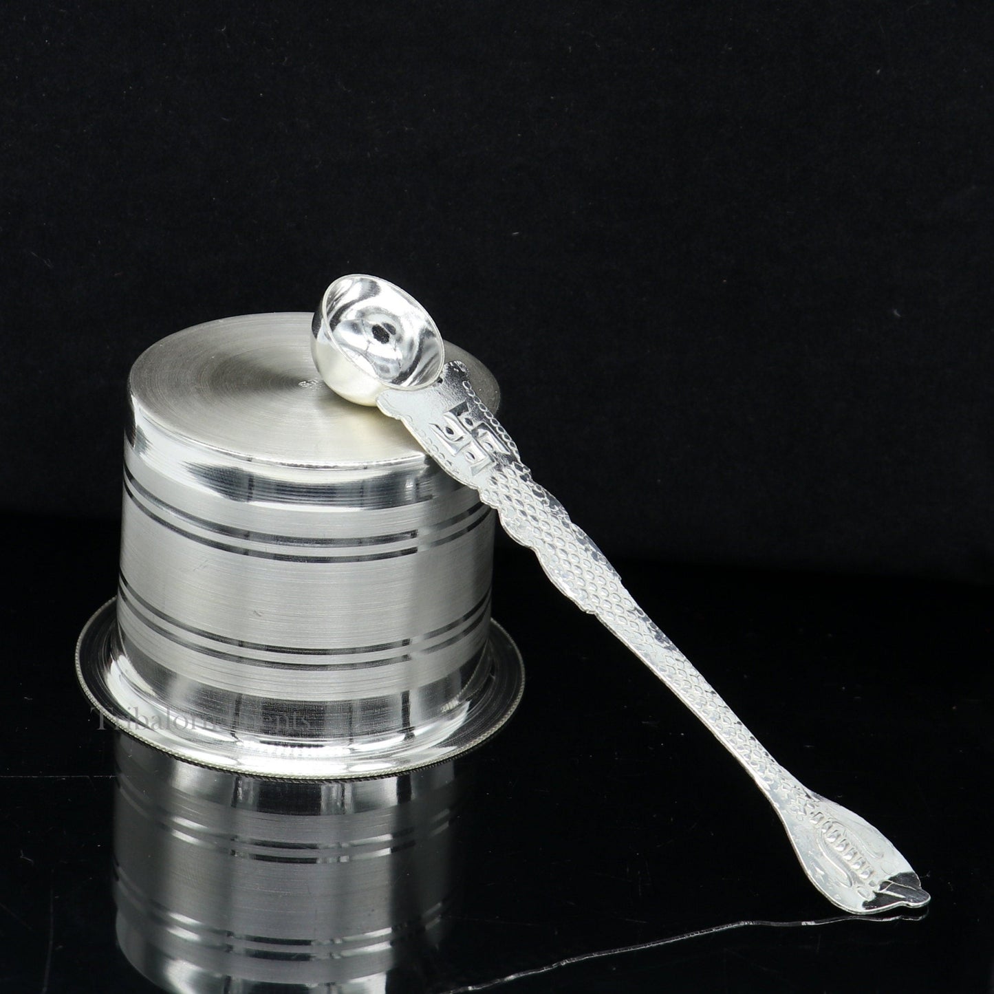 Elegant Ghee pot patra puja or worshipping Solid silver ghee bowl or pot, Butter pot for kitchen, silver puja utensils from India su541 - TRIBAL ORNAMENTS