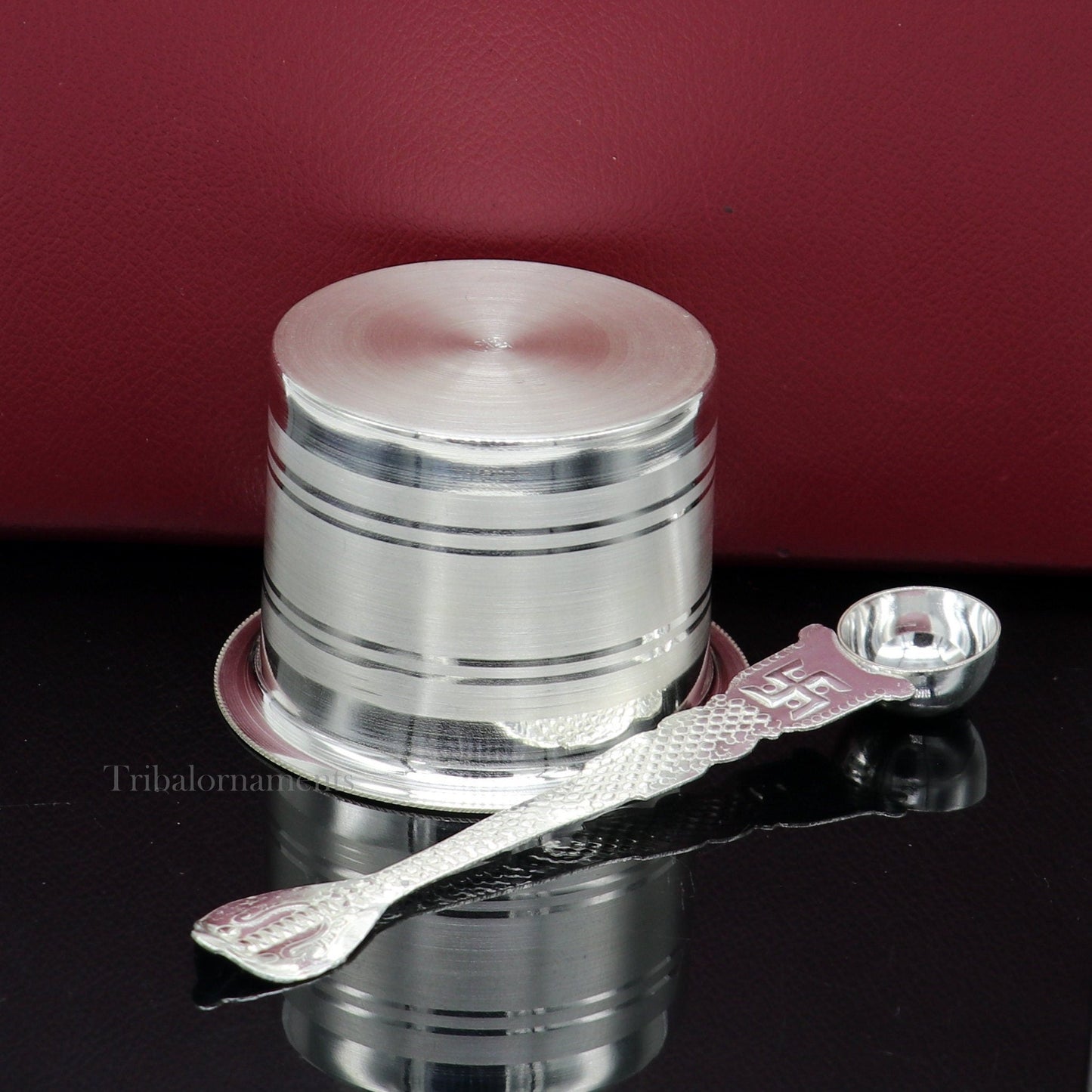 Elegant Ghee pot patra puja or worshipping Solid silver ghee bowl or pot, Butter pot for kitchen, silver puja utensils from India su541 - TRIBAL ORNAMENTS