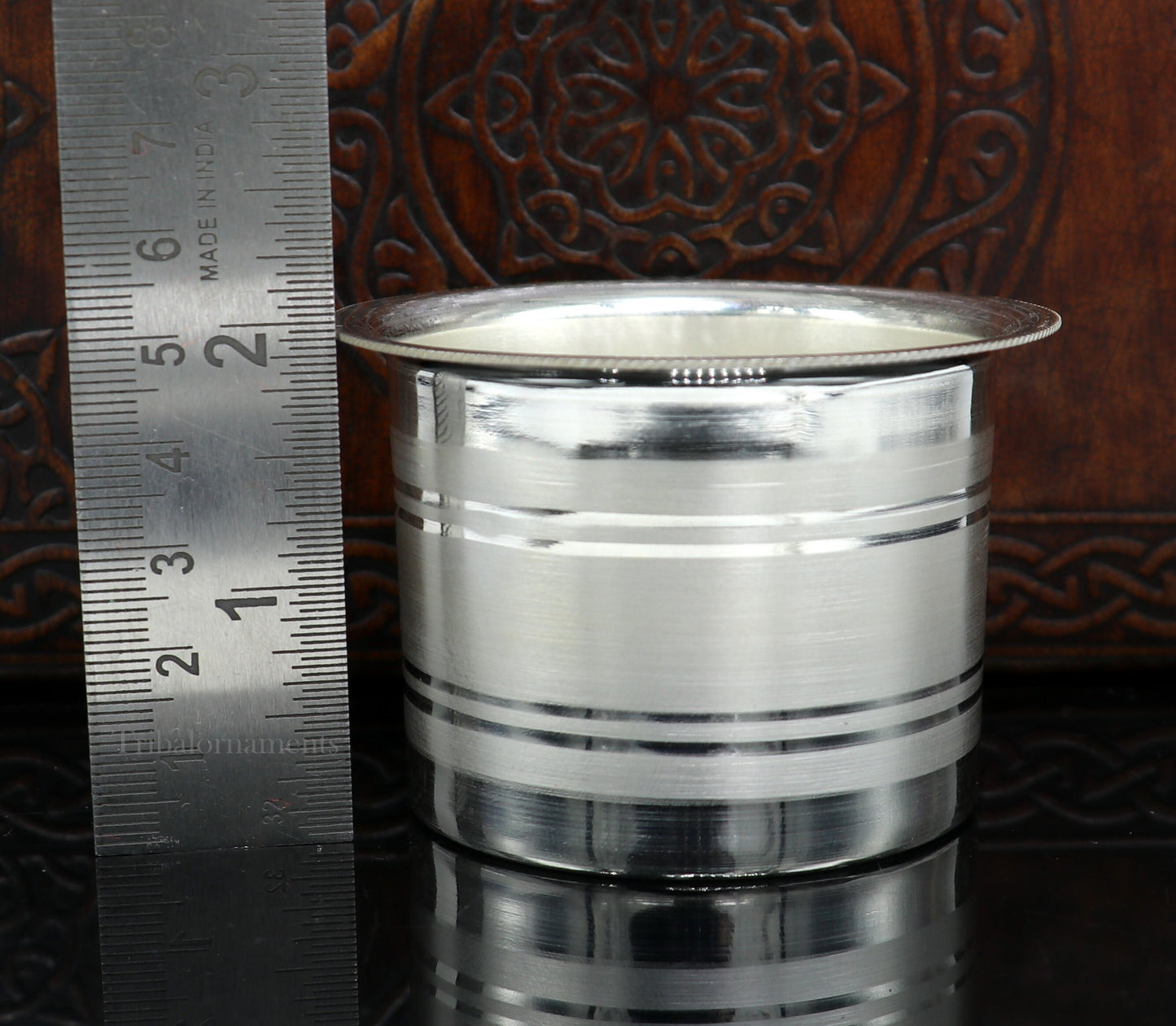 Elegant Ghee pot patra puja or worshipping Solid silver ghee bowl or pot, Butter pot for kitchen, silver puja utensils from India su541 - TRIBAL ORNAMENTS