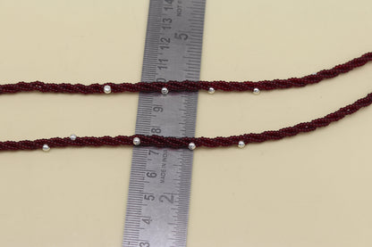 Elegant handmade galaxy necklace by TRIBAL ORNAMENTS featuring silver and semi-precious beads on a triple chain, crafted from 925 silver.