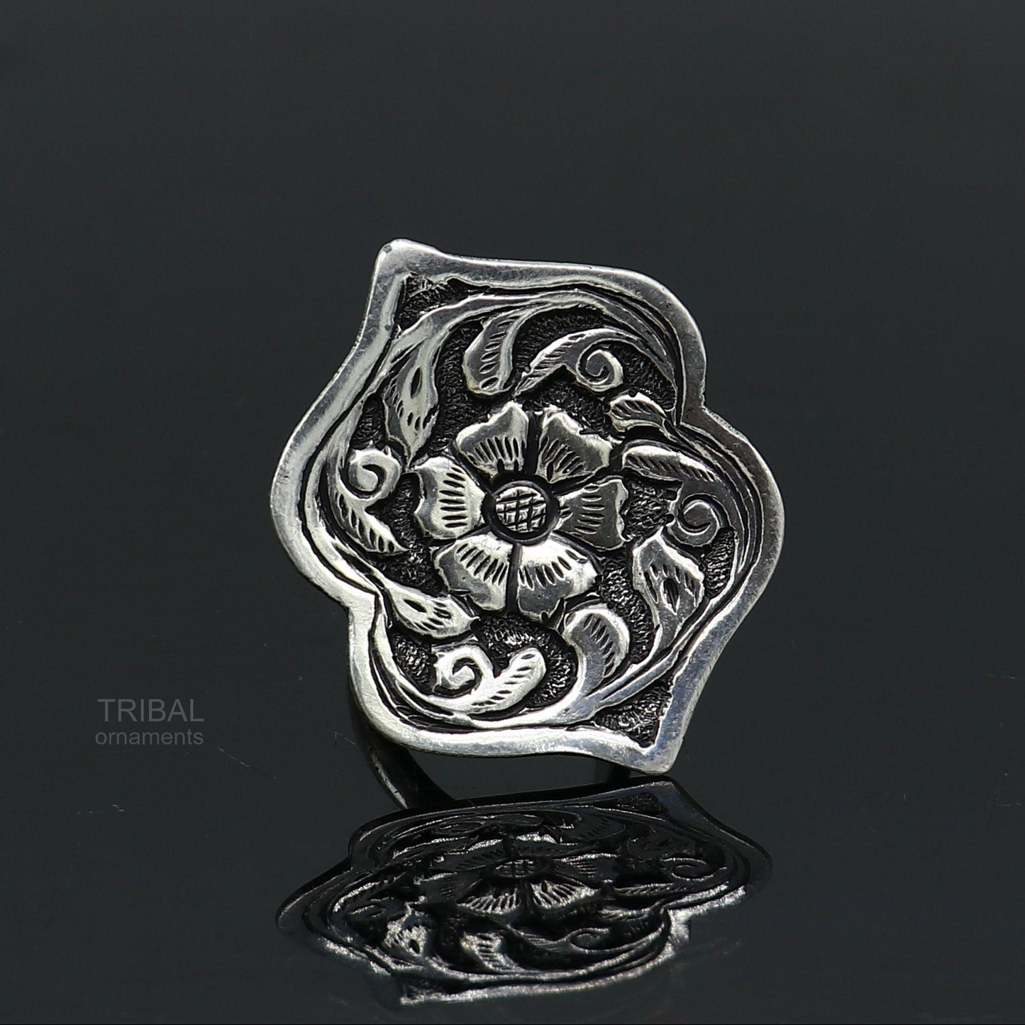 Elegant Vintage design wedding style 925 sterling silver chitai work adjustable ring band, best brides gifting tribal ethnic jewelry sr306 - TRIBAL ORNAMENTS