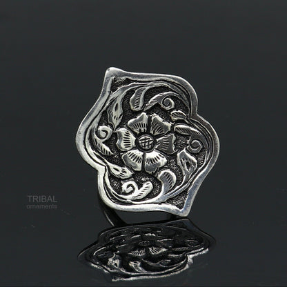 Elegant Vintage design wedding style 925 sterling silver chitai work adjustable ring band, best brides gifting tribal ethnic jewelry sr306 - TRIBAL ORNAMENTS