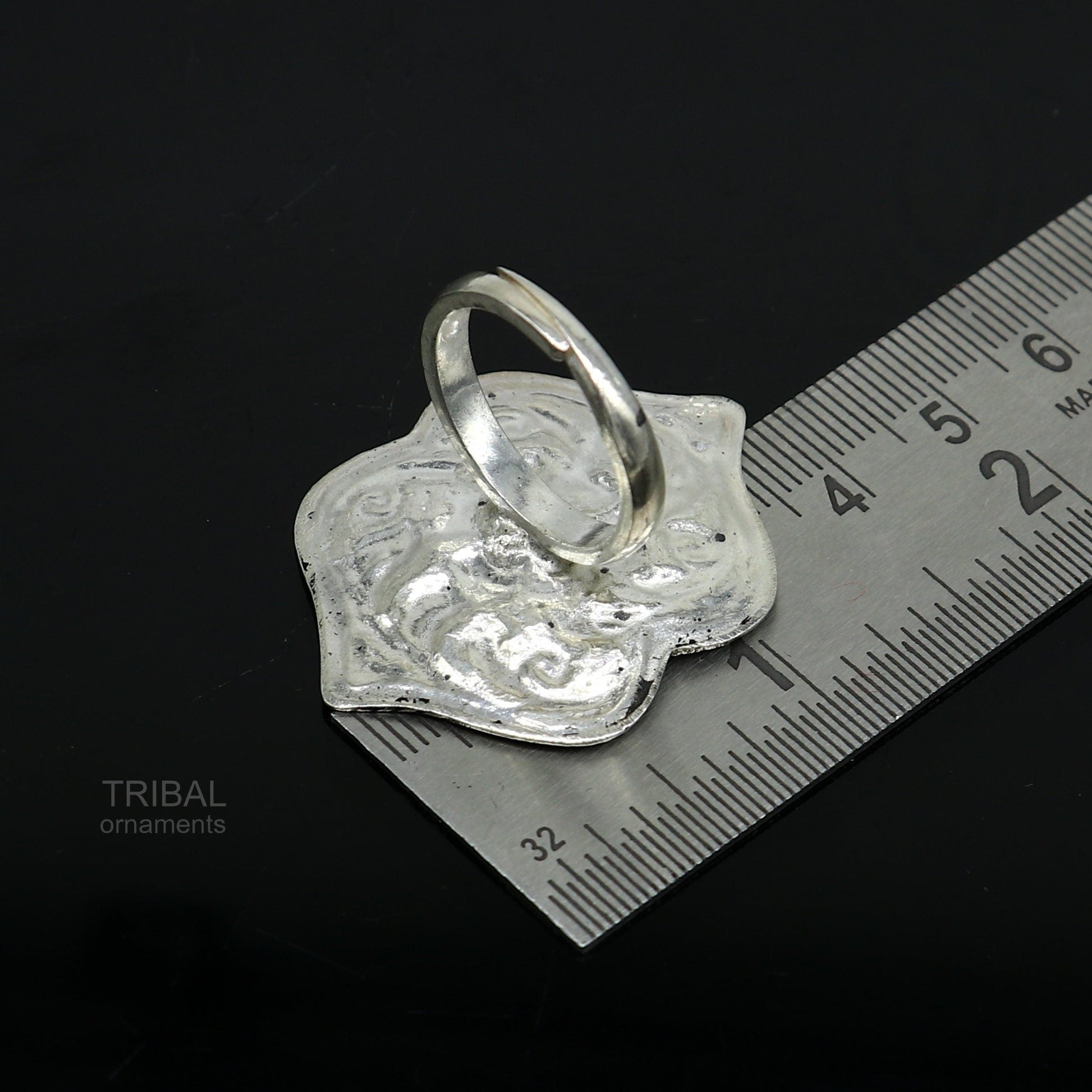 Elegant Vintage design wedding style 925 sterling silver chitai work adjustable ring band, best brides gifting tribal ethnic jewelry sr306 - TRIBAL ORNAMENTS