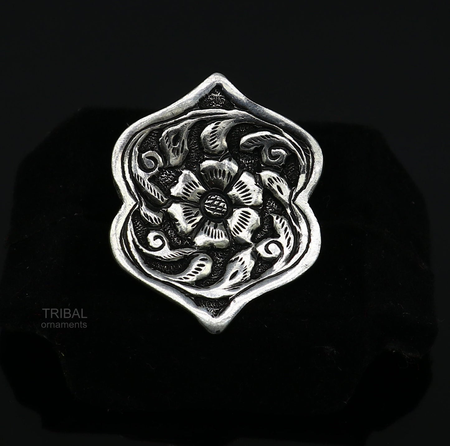 Elegant Vintage design wedding style 925 sterling silver chitai work adjustable ring band, best brides gifting tribal ethnic jewelry sr306 - TRIBAL ORNAMENTS