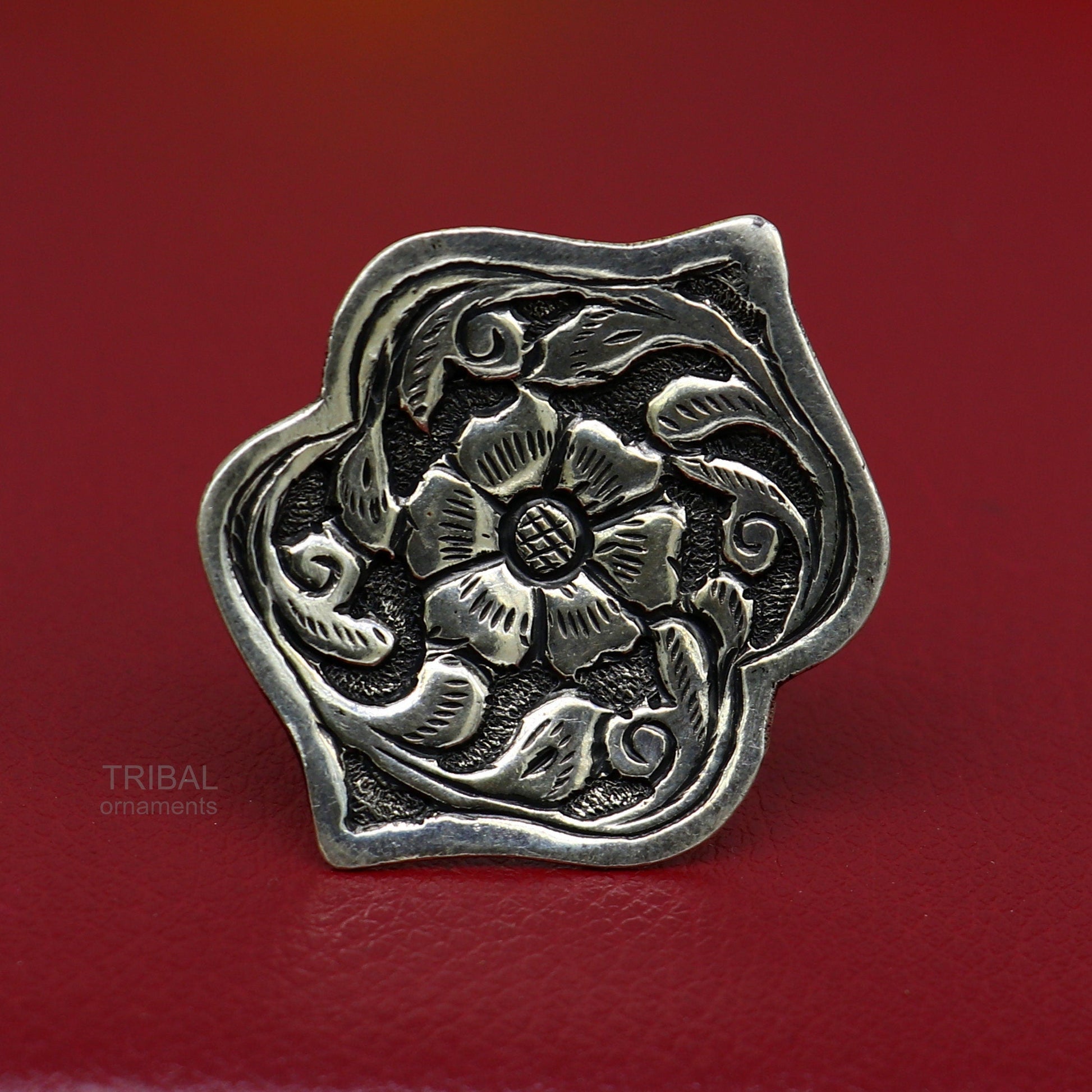 Elegant Vintage design wedding style 925 sterling silver chitai work adjustable ring band, best brides gifting tribal ethnic jewelry sr306 - TRIBAL ORNAMENTS