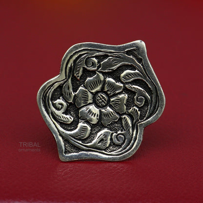 Elegant Vintage design wedding style 925 sterling silver chitai work adjustable ring band, best brides gifting tribal ethnic jewelry sr306 - TRIBAL ORNAMENTS