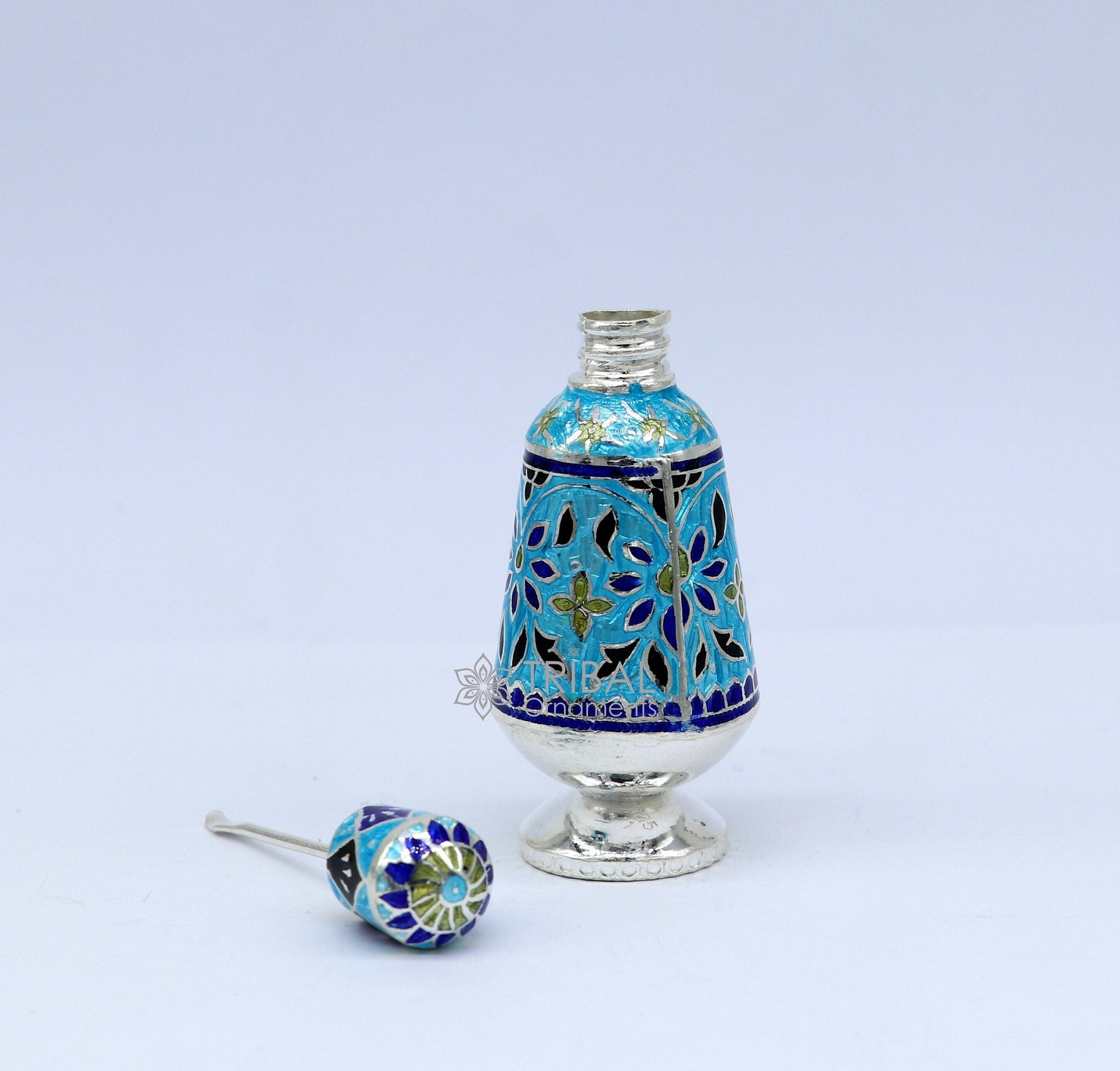 Enamel work 925 Sterling silver handmade fabulous trinket box, gorgeous container box, casket box, sindoor box brides gifting box stb791 - TRIBAL ORNAMENTS