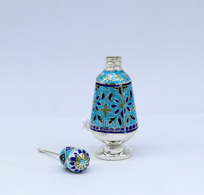Enamel work 925 Sterling silver handmade fabulous trinket box, gorgeous container box, casket box, sindoor box brides gifting box stb791 - TRIBAL ORNAMENTS