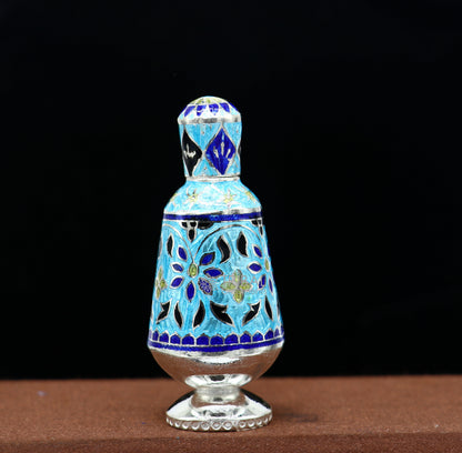 Enamel work 925 Sterling silver handmade fabulous trinket box, gorgeous container box, casket box, sindoor box brides gifting box stb791 - TRIBAL ORNAMENTS