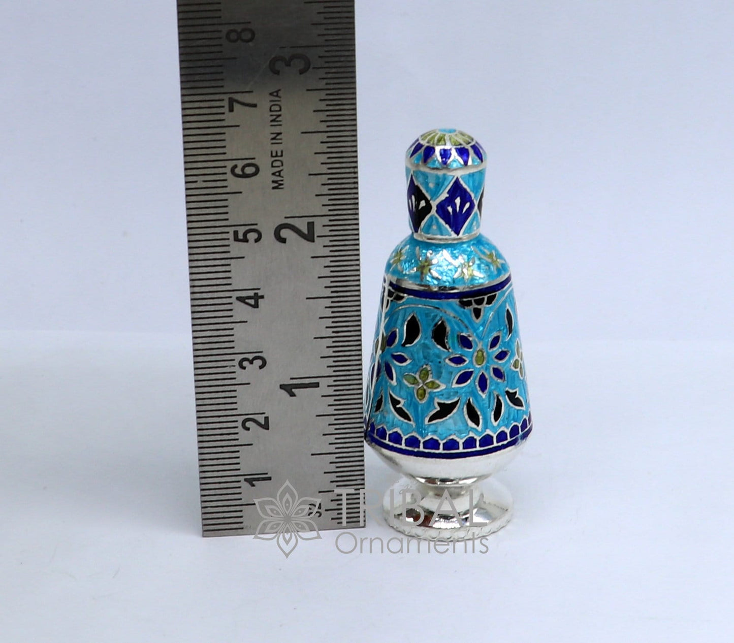 Enamel work 925 Sterling silver handmade fabulous trinket box, gorgeous container box, casket box, sindoor box brides gifting box stb791 - TRIBAL ORNAMENTS