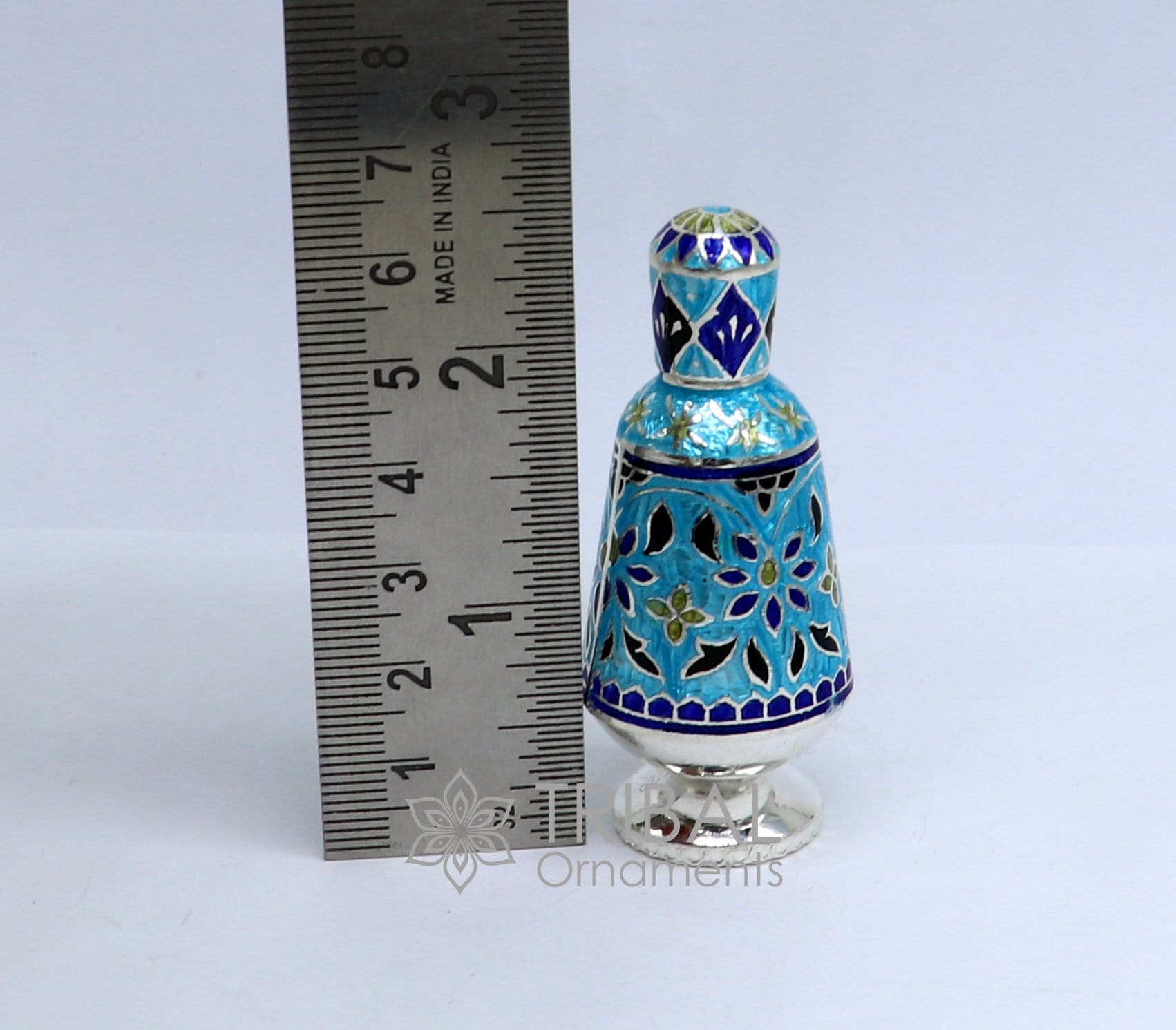 Enamel work 925 Sterling silver handmade fabulous trinket box, gorgeous container box, casket box, sindoor box brides gifting box stb791 - TRIBAL ORNAMENTS