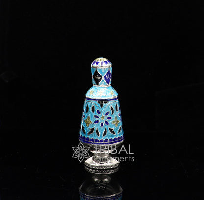 Enamel work 925 Sterling silver handmade fabulous trinket box, gorgeous container box, casket box, sindoor box brides gifting box stb791 - TRIBAL ORNAMENTS