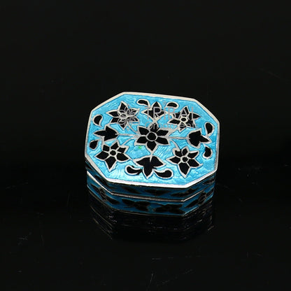 Enamel work 925 sterling silver trinket box, casket box, container, Sindoor box vintage design enamel brides jewelry stb778 - TRIBAL ORNAMENTS