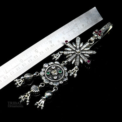 Ethnic wedding sari waist jewelry, pure 925 sterling silver vintage stylish belly dance sari chhalla btooch, waist belly jewelry skey11 - TRIBAL ORNAMENTS