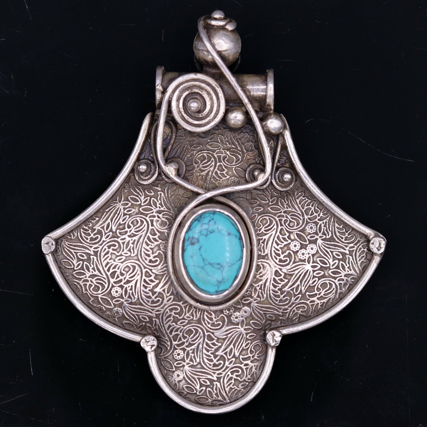 Excellent turquoise stone 925 sterling silver fabulous antique stylish pendant pretty attractive tribal jewelry from india nsp243 - TRIBAL ORNAMENTS
