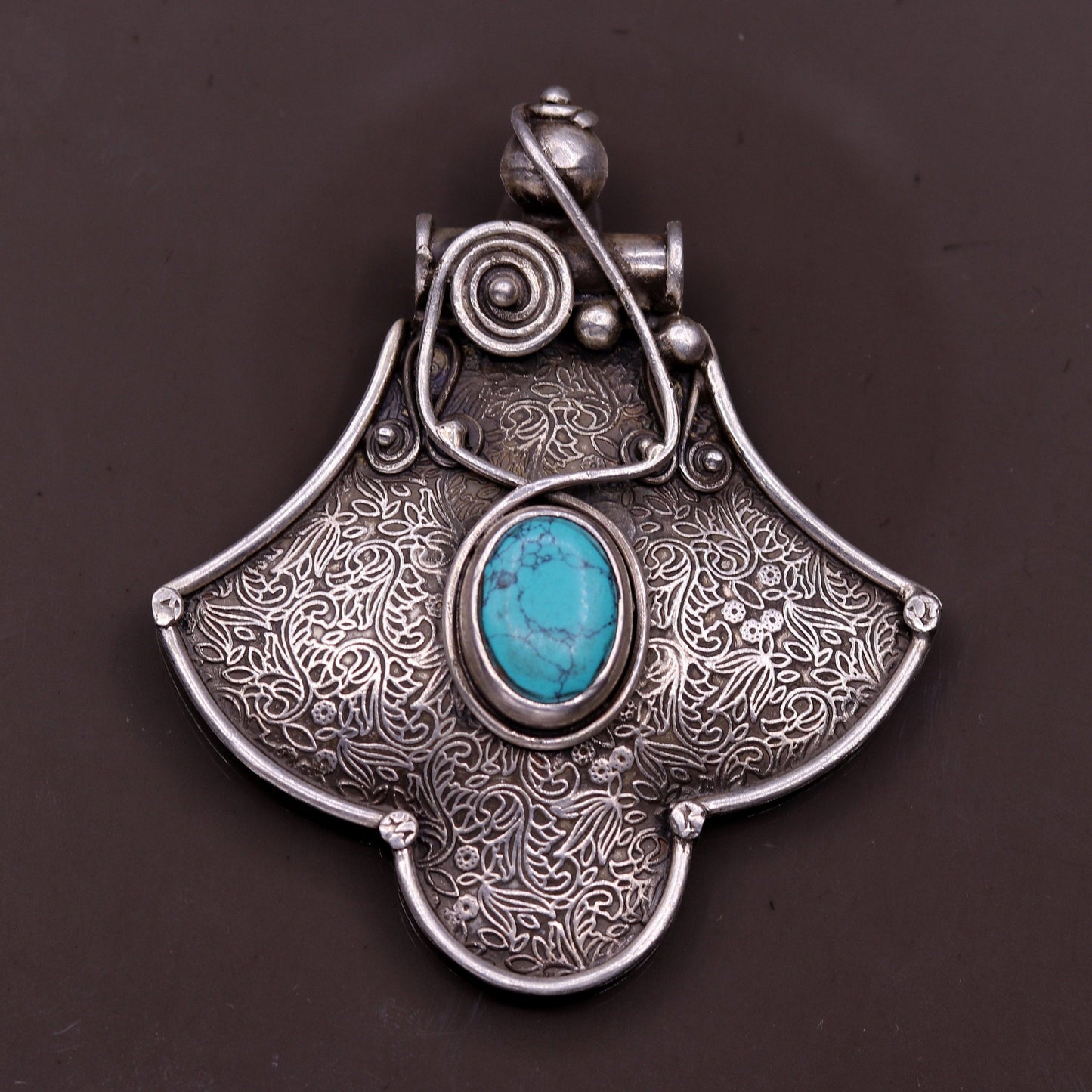 Excellent turquoise stone 925 sterling silver fabulous antique stylish pendant pretty attractive tribal jewelry from india nsp243 - TRIBAL ORNAMENTS