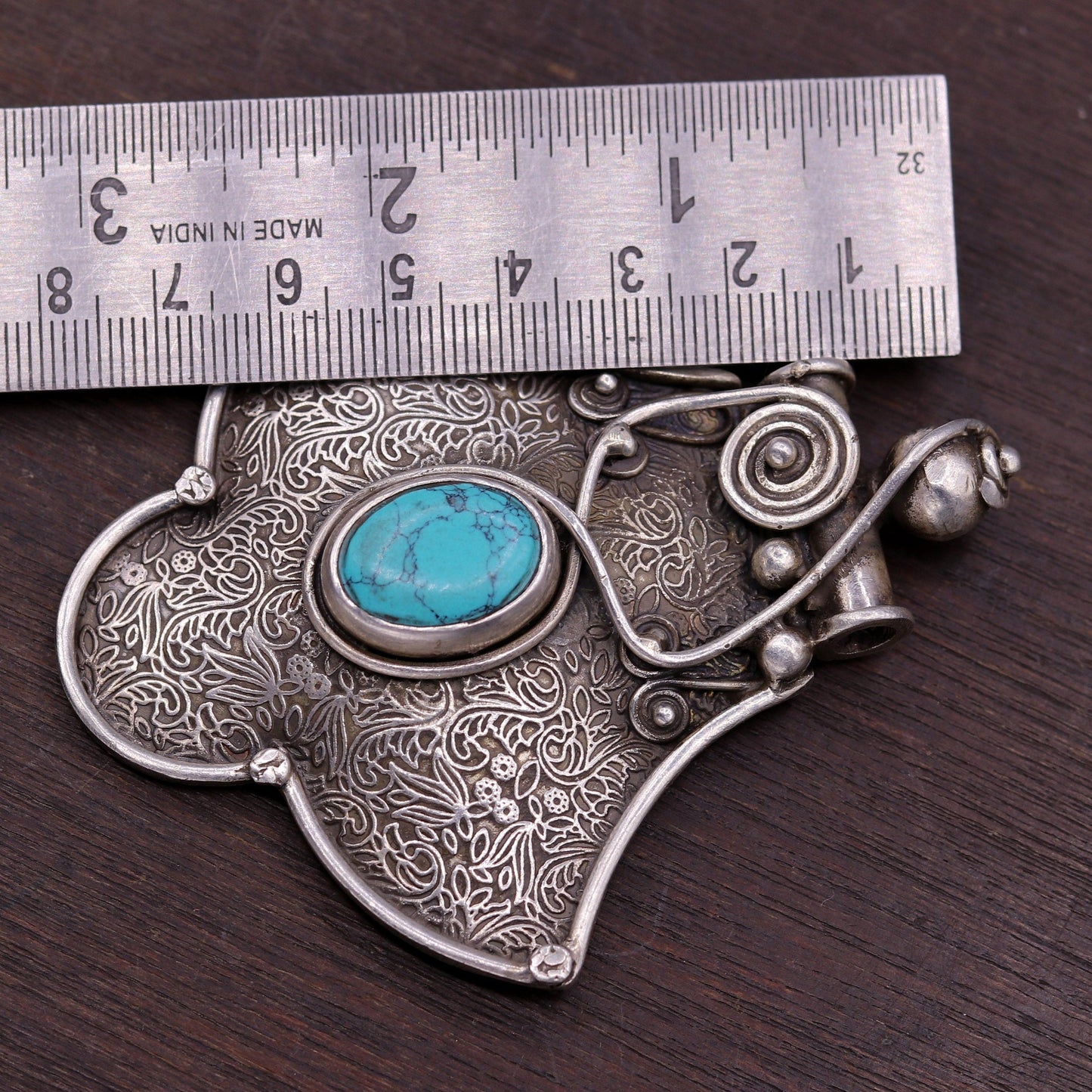 Excellent turquoise stone 925 sterling silver fabulous antique stylish pendant pretty attractive tribal jewelry from india nsp243 - TRIBAL ORNAMENTS
