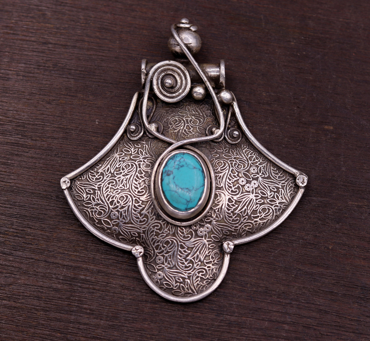 Excellent turquoise stone 925 sterling silver fabulous antique stylish pendant pretty attractive tribal jewelry from india nsp243 - TRIBAL ORNAMENTS