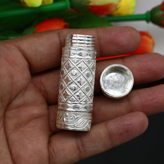 Exclusive 925 fine solid silver handmade small tobacco box, fennel box, storage box silver utensils, silver box, men's accessories stb356 - TRIBAL ORNAMENTS