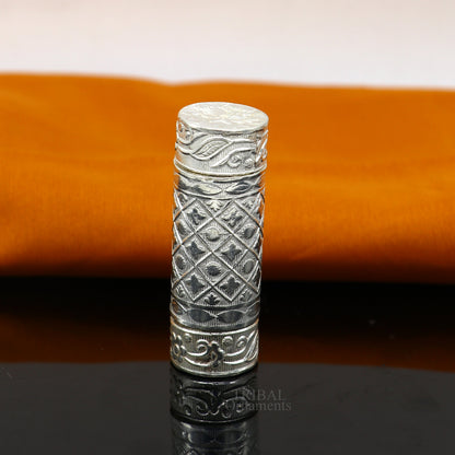 Handmade small tobacco and fennel silver storage box by TRIBAL ORNAMENTS, crafted in fine 925 solid silver with intricate detailing.