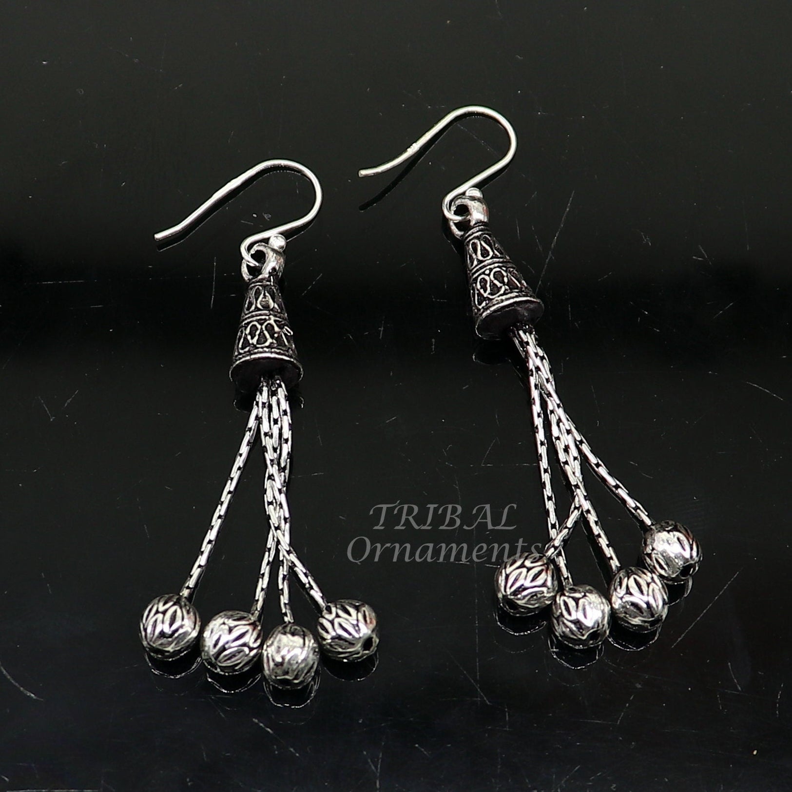 Exclusive 925 sterling silver handmade fabulous Drop dangling hoops earring, trendy stylish long earring personalized wedding gift s1143 - TRIBAL ORNAMENTS