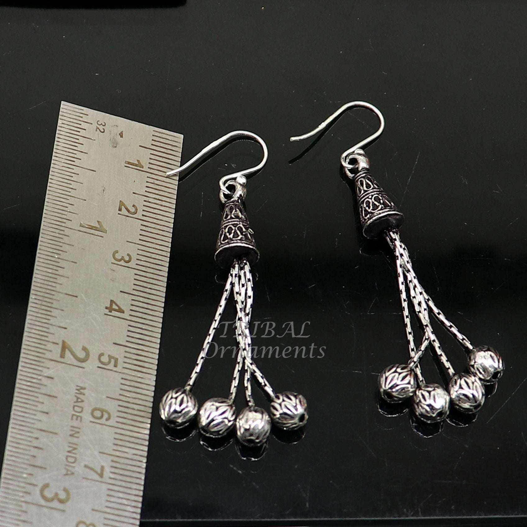 Exclusive 925 sterling silver handmade fabulous Drop dangling hoops earring, trendy stylish long earring personalized wedding gift s1143 - TRIBAL ORNAMENTS