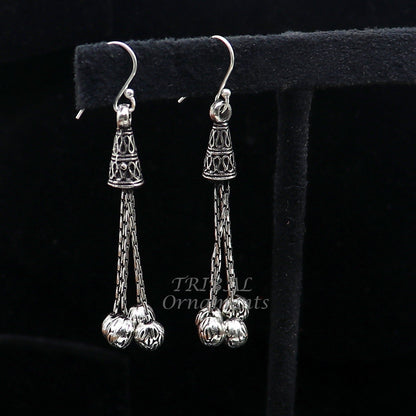 Exclusive 925 sterling silver handmade fabulous Drop dangling hoops earring, trendy stylish long earring personalized wedding gift s1143 - TRIBAL ORNAMENTS