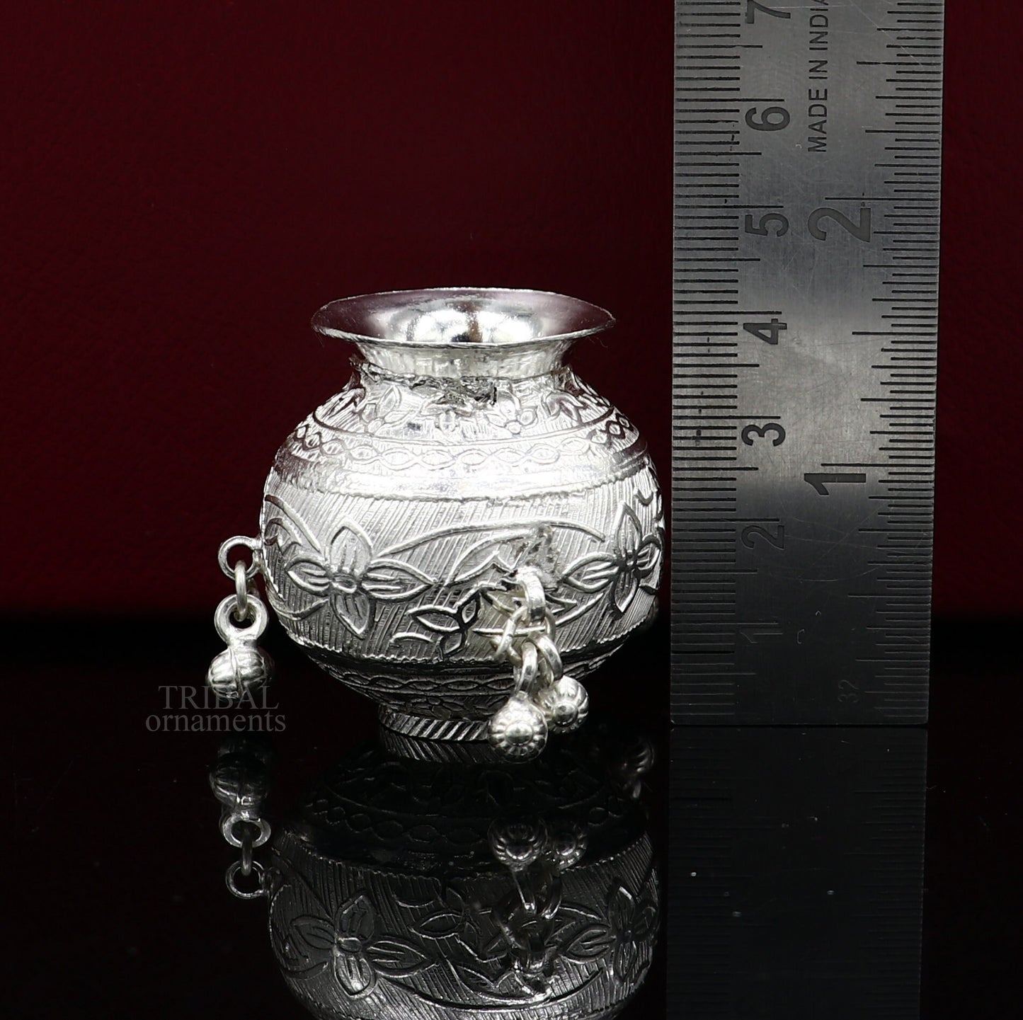 Exclusive 925 sterling silver handmade plain small Kalash or pot, unique special silver puja article, water or milk kalash pot india su704 - TRIBAL ORNAMENTS