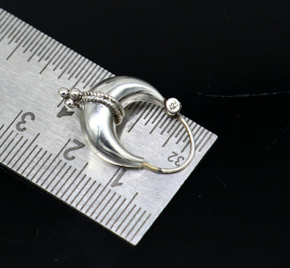 Exclusive 925 sterling silver Handmade vintage ethnic style hoops earrings Kundal unisex tribal stylish unique Bali jewelry India ear1236 - TRIBAL ORNAMENTS