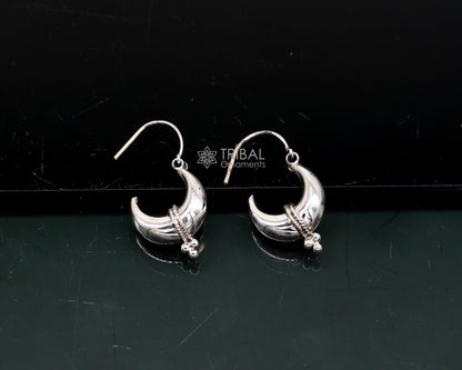 Exclusive 925 sterling silver Handmade vintage ethnic style small hoops earrings unisex tribal stylish unique Bali jewelry India S1150 - TRIBAL ORNAMENTS