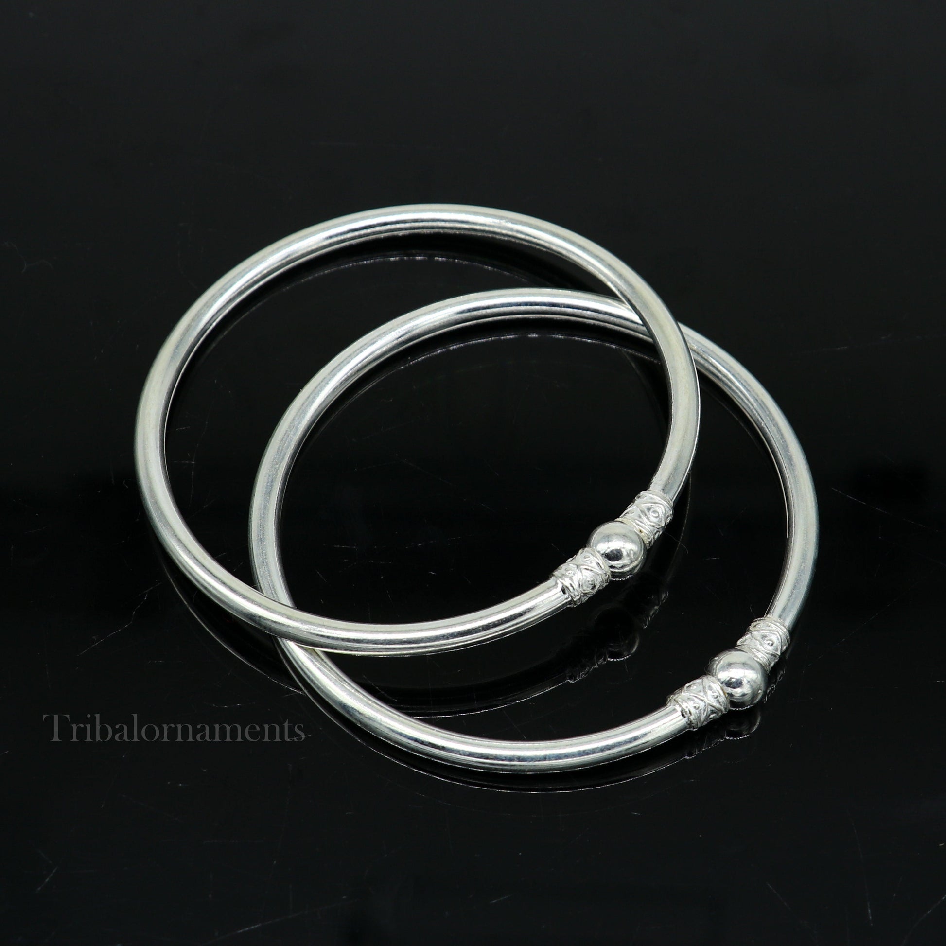 Exclusive design handmade sterling silver plain shiny Round bangle bracelet kada best fancy stylish brides bangle belly dance jewelry nba227 - TRIBAL ORNAMENTS